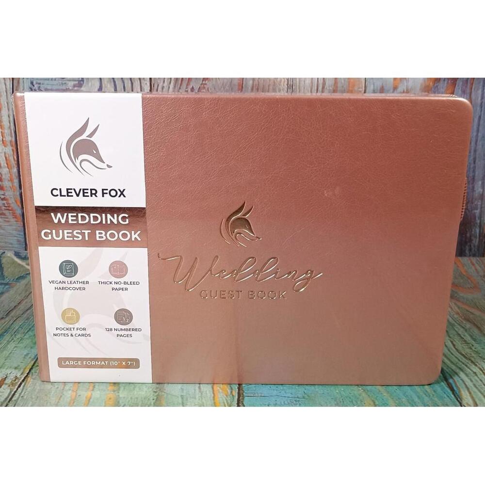 Clever Fox Wedding Guest Book Vegan Leather Hardcover